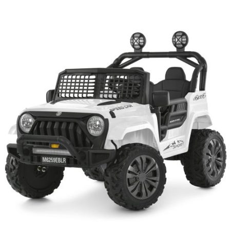 Дитячий електромобіль Bambi Jeep з EVA колесами та додатковими фарами, білий