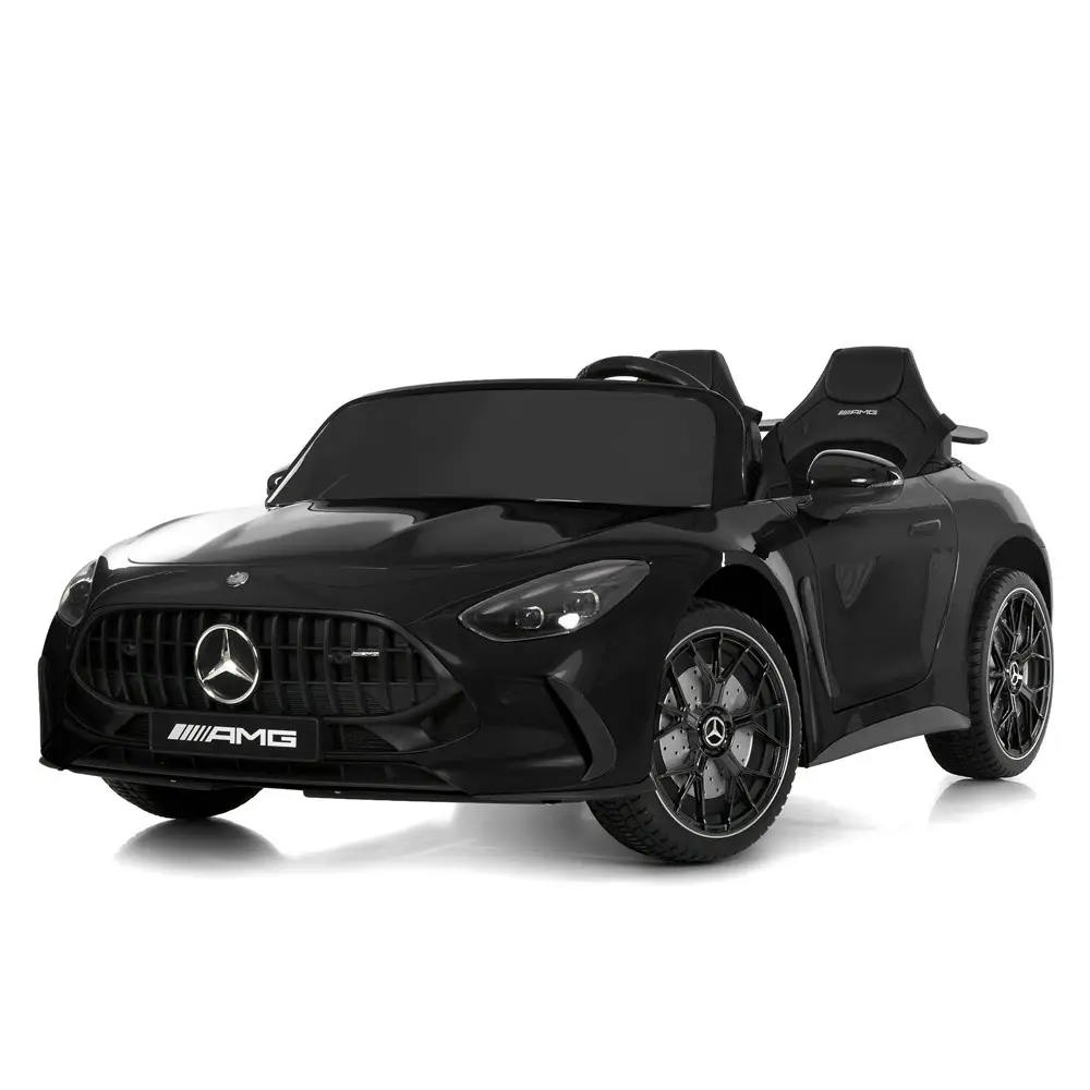 Дитячий електромобіль Mercedes Benz зі спойлером та пультом керування, чорний