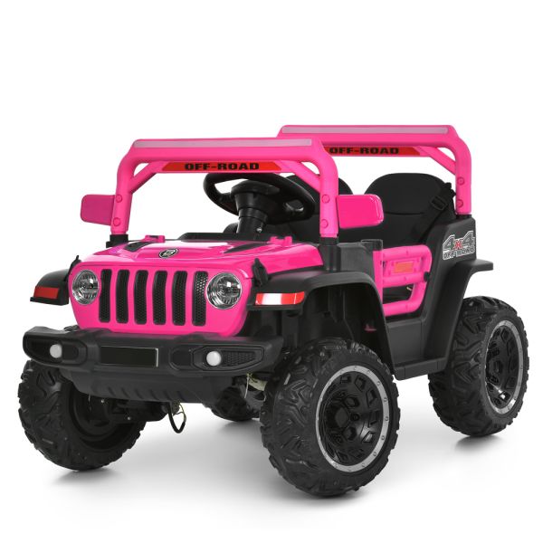 Дитячий електромобіль Bambi Jeep одномісний з м'якими EVA-колесами, рожевий