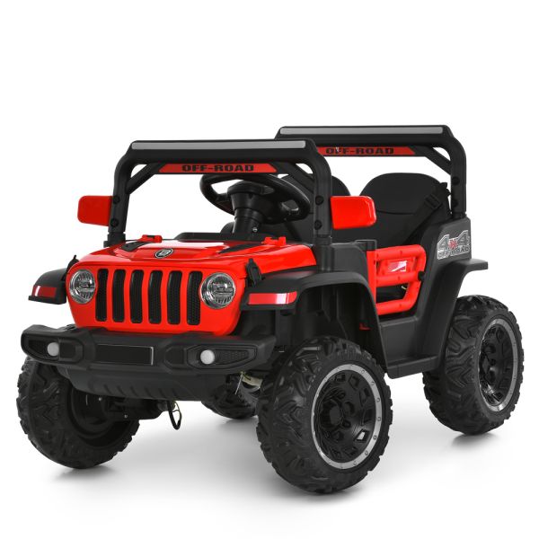 Дитячий електромобіль Bambi Jeep одномісний з м'якими EVA-колесами, червоний